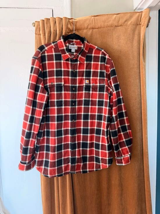 Carhartt Other - Carhartt Red and Black Plaid Button-Down Flannel Shirt